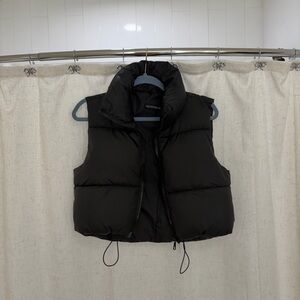 Black Cropped Puffer Vest